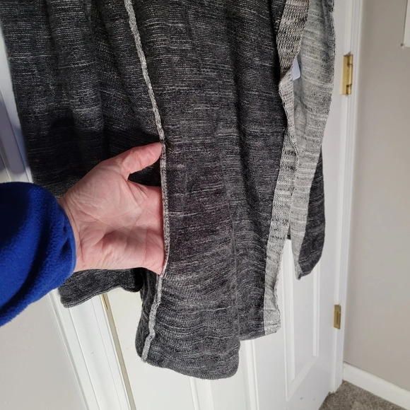 Eileen Fisher Cotton Plaited Knit Cascading Open Cardigan Charcoal Gray Size S - Picture 6 of 10